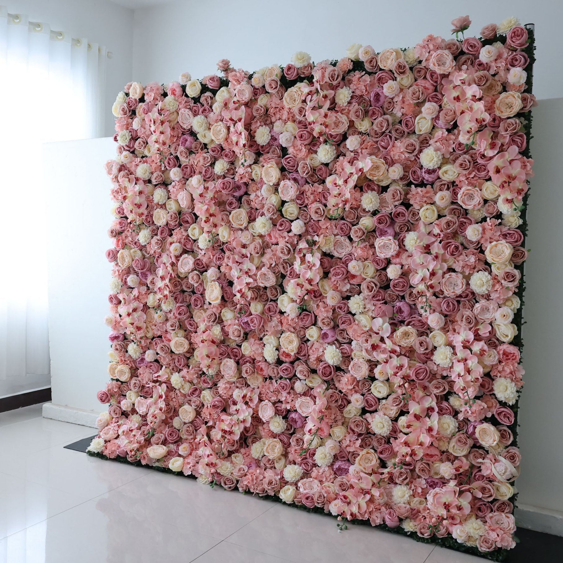 Artificial Flower Wall Wedding Backdrop, Floral Party Decor, Event Photography-VF-359