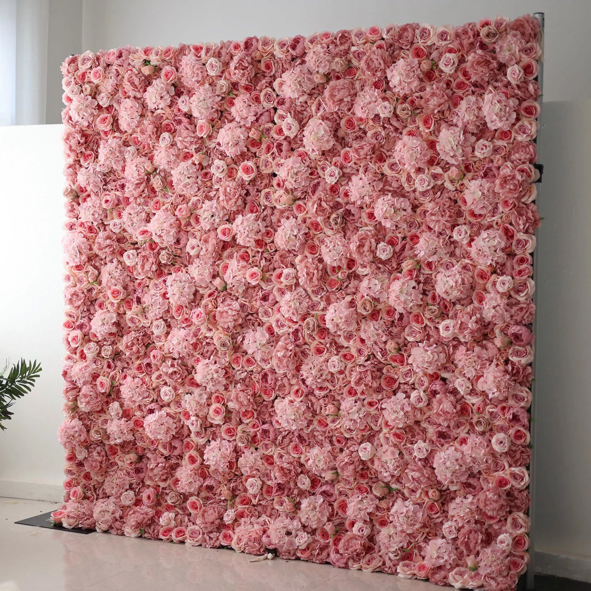 Artificial Brandy Pink Rose Flower Wall Wedding Backdrop, Floral Party Decor, Event Photography-VF-053