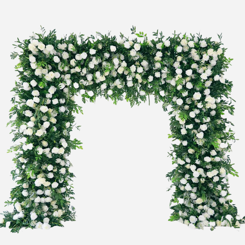 3D Green And White Roses Artificial Flower Wall Flower Arch For Wedding And Party