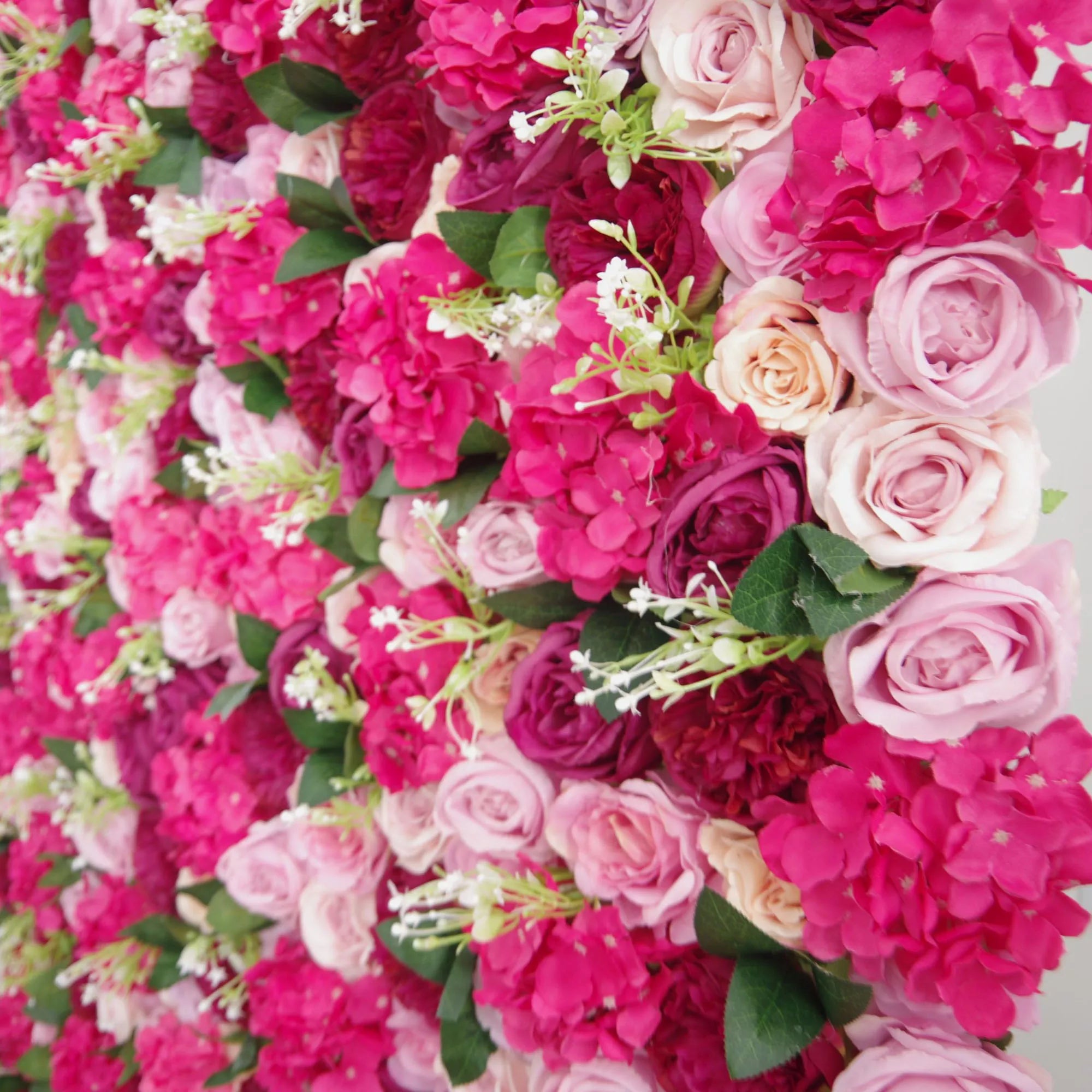 Artificial Mixed Cerise Pink and Dull Pink Flower Wall Wedding Backdrop, Floral Party Decor, Event Photography-VF-061
