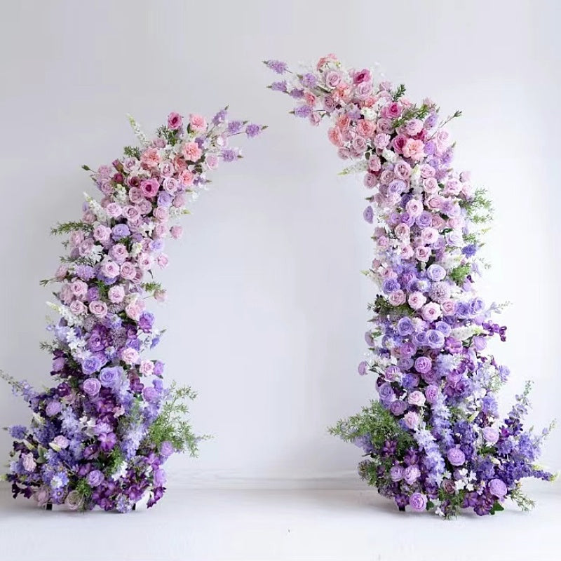 Set of 2 Purple And Pink  Artificial Flower Wedding Arch Aisle Backdrop