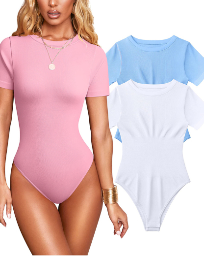 Ribbed Short Sleeve Bodysuit