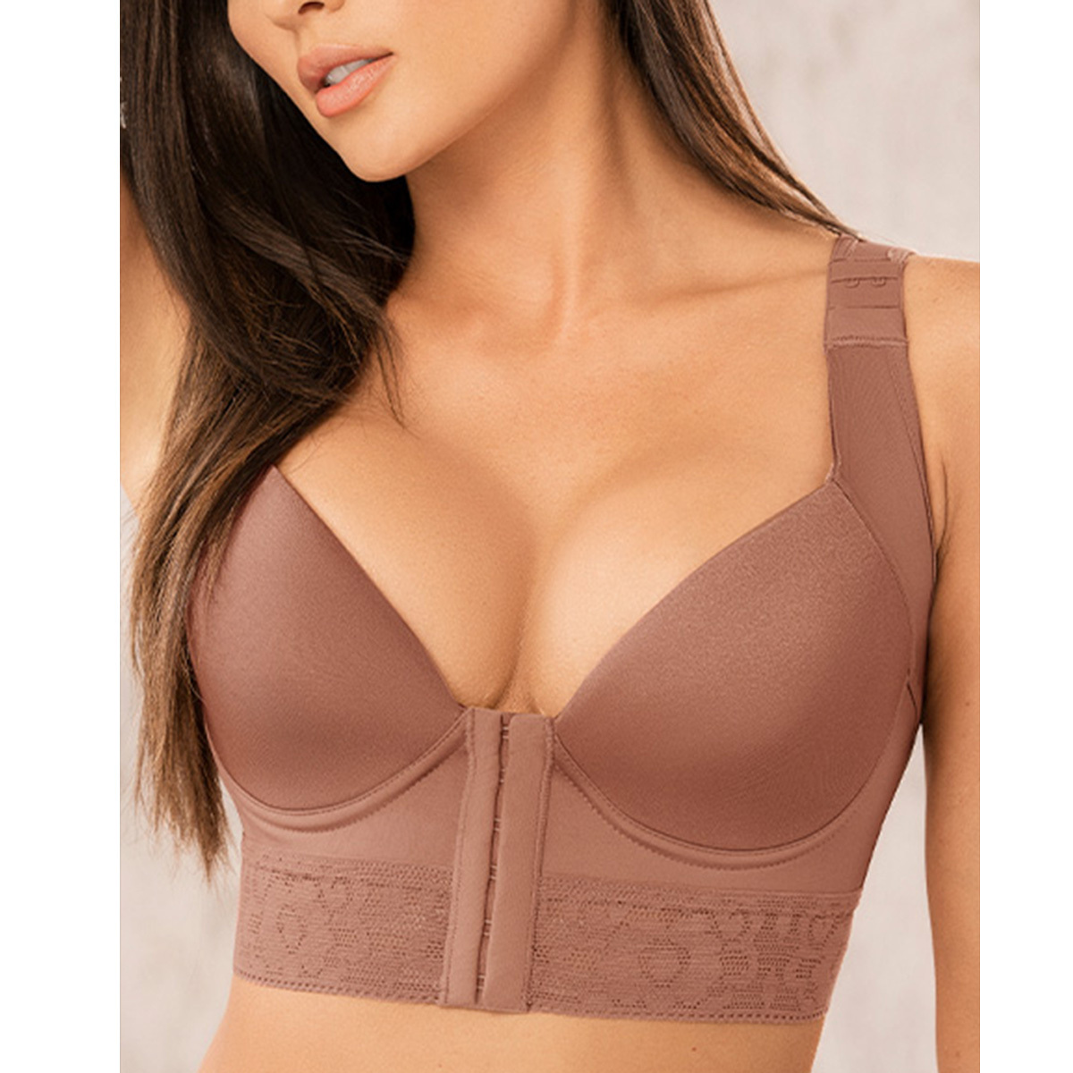Women Push Up Back Support Front Closure Hook Full Figure Bras Posture