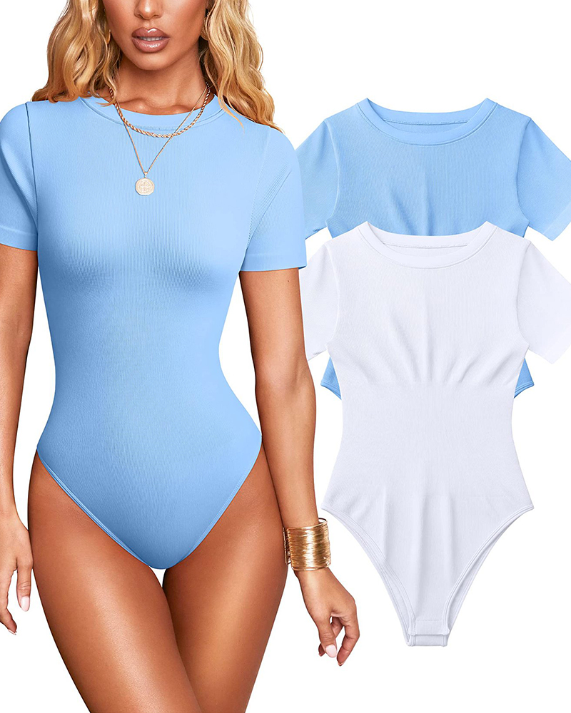 Ribbed Short Sleeve Bodysuit