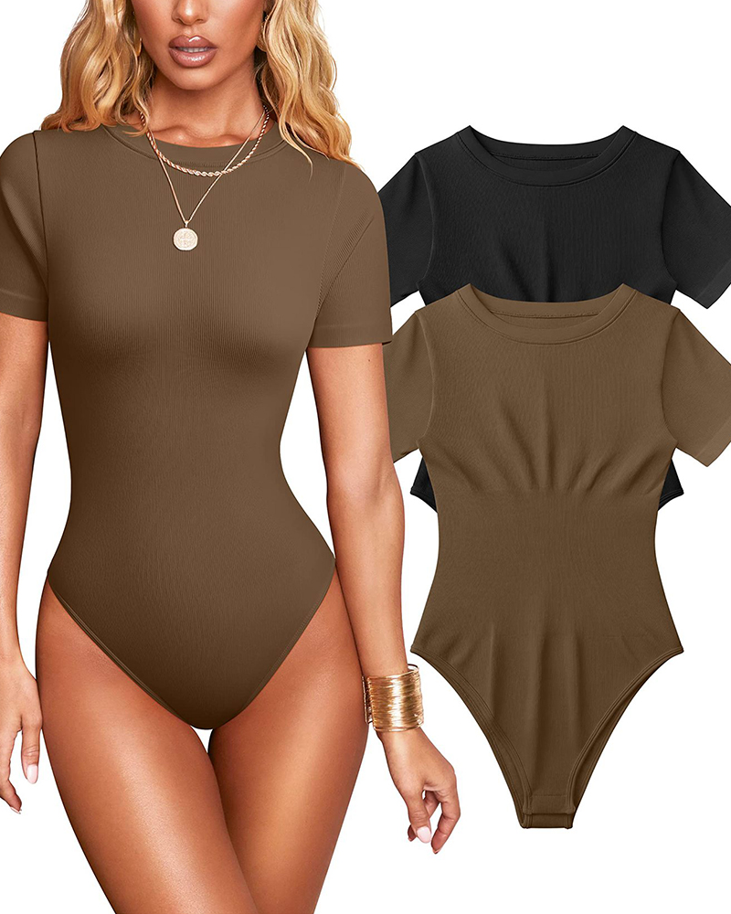Ribbed Short Sleeve Bodysuit