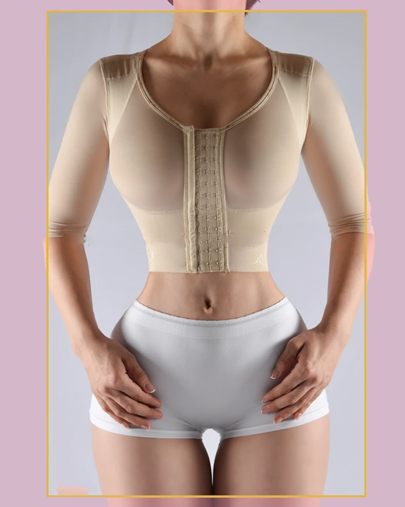 Strapless top with middle sleeve breasted hood