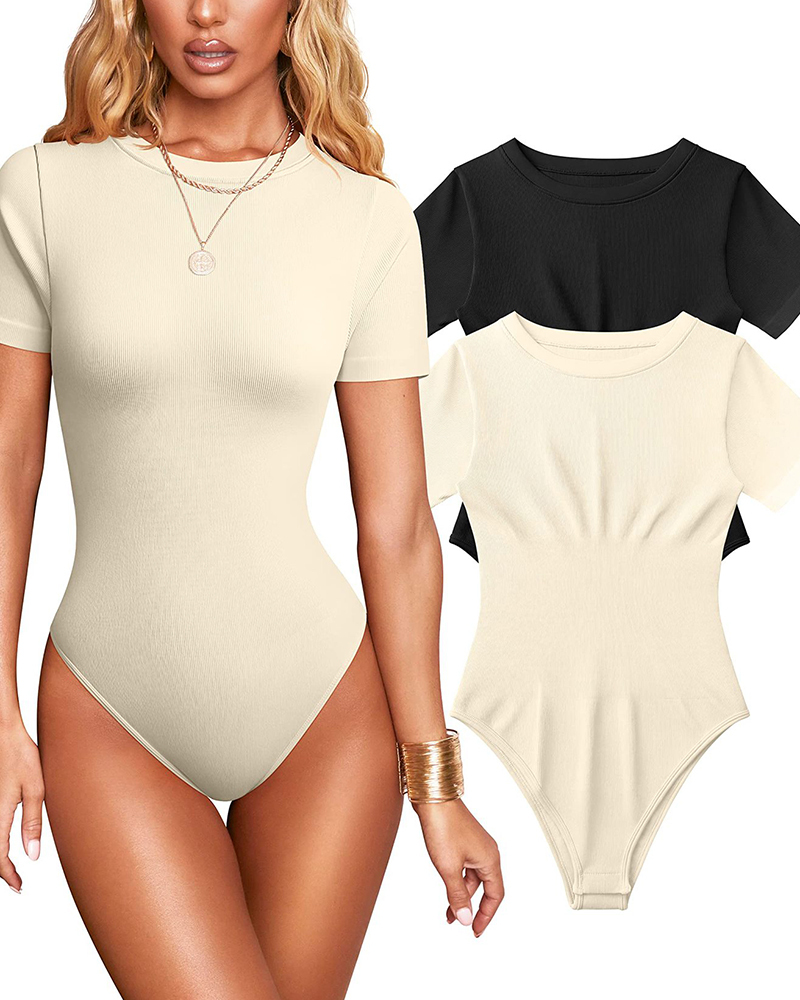 Ribbed Short Sleeve Bodysuit