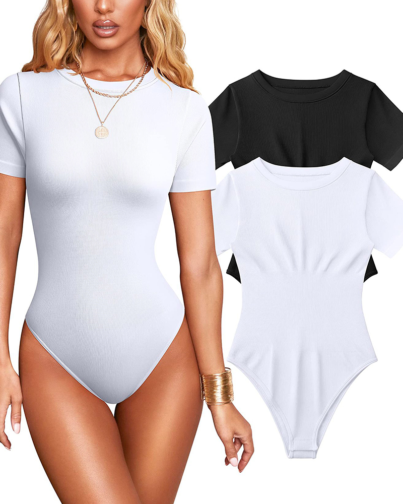 Ribbed Short Sleeve Bodysuit