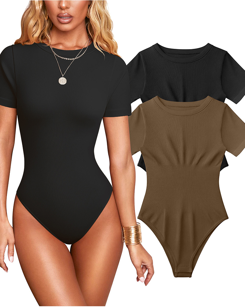 Ribbed Short Sleeve Bodysuit