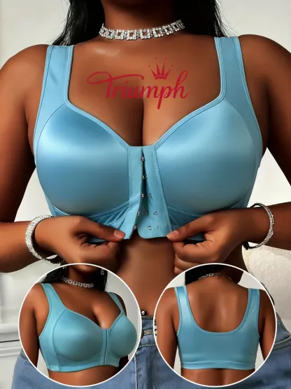 Triumph® 3dílná podprsenka 👙 sleva 70 % 💝 Pohodlná jednobarevná podprsenka s předním zapínáním pro plnoštíhlé [65A-120H]
