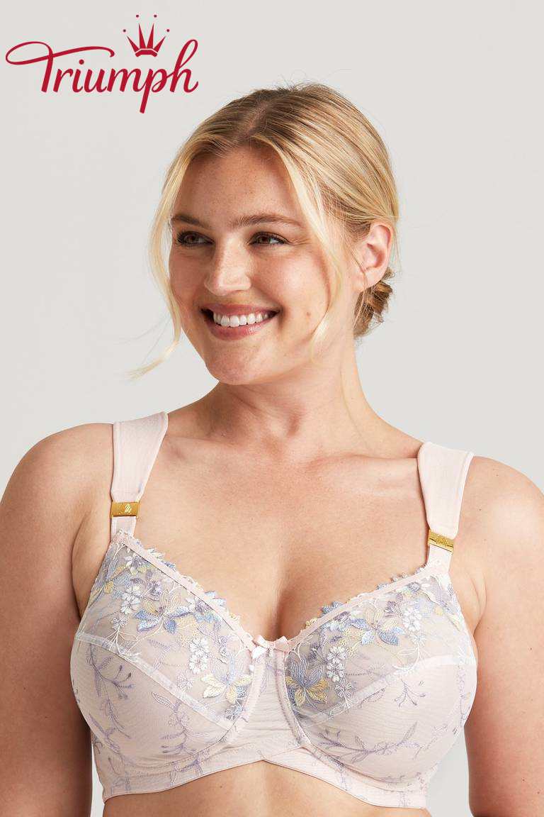 Triumph - (3 ks) Push-up podprsenka s vyšívanými květy