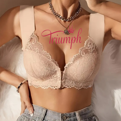 Triumph - (3 piese) 💥Sutien wireless din dantelă cu flori închise