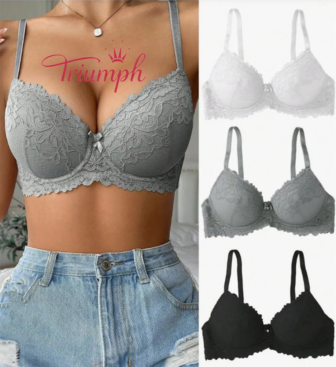 Triumph - 【3 kusy】💥Nová krajková zvedací a nastavovací podprsenka