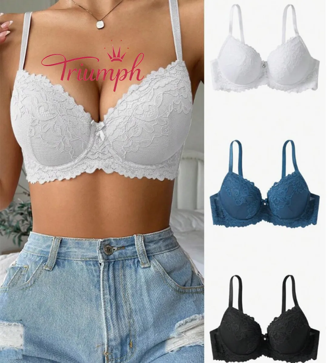 Triumph - 【3 kusy】💥Nová krajková zvedací a nastavovací podprsenka