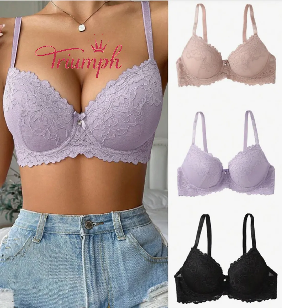 Triumph - 【3 kusy】💥Nová krajková zvedací a nastavovací podprsenka