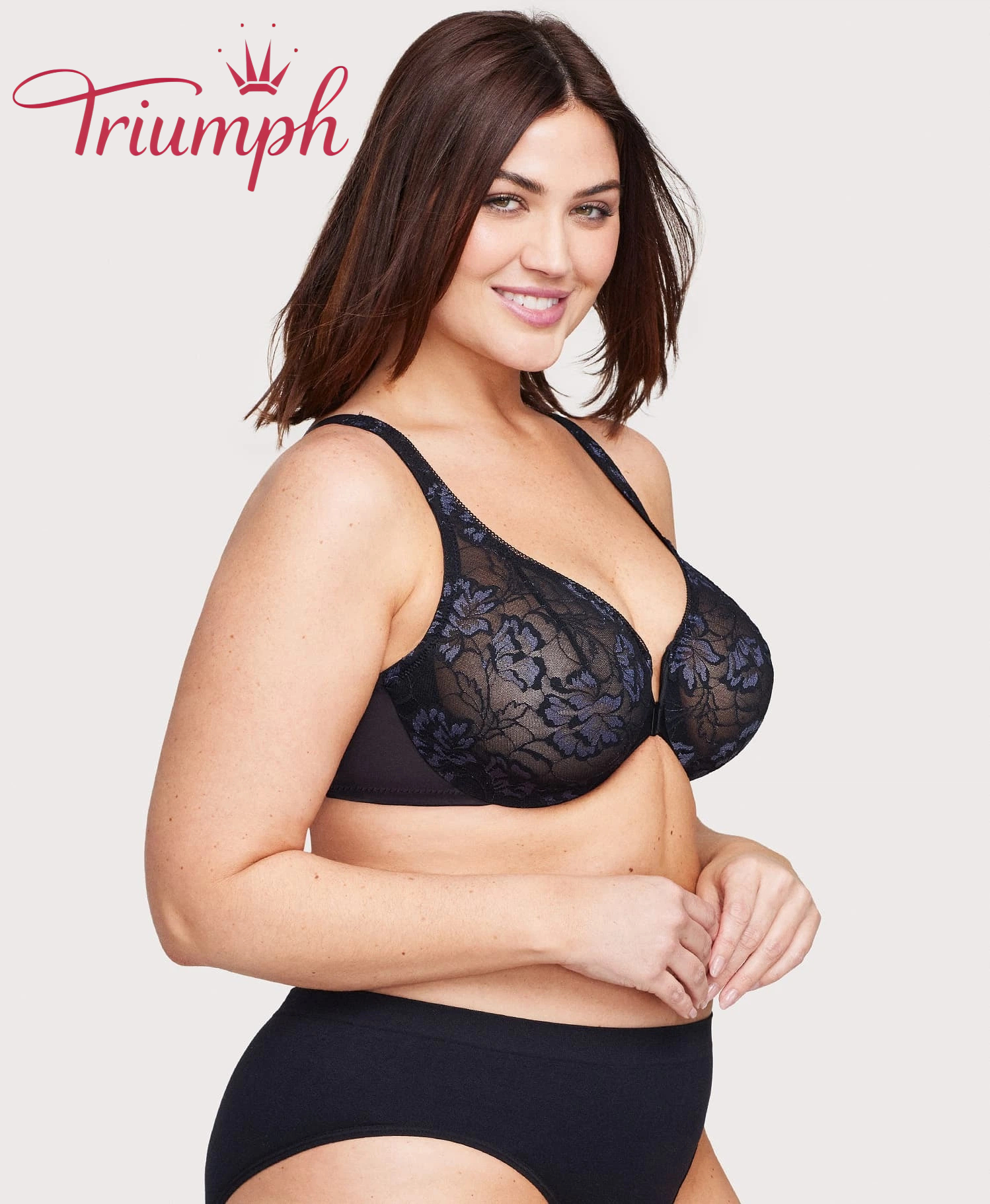 Triumph - (3 sztuki) Biustonosz koronkowy z zapięciem z przodu i z tyłu w kształcie litery T