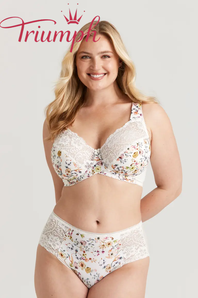 TRIUMPH - 3 piese (75A-110F) 💝Floral cu dantelă Fauna sutien cu sârmă✨