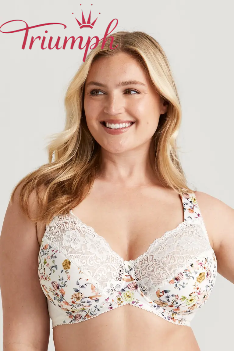 TRIUMPH - 3 piese (75A-110F) 💝Floral cu dantelă Fauna sutien cu sârmă✨