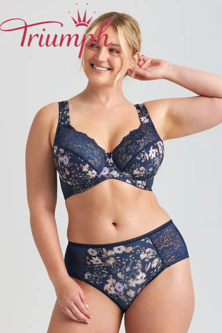 TRIUMPH - 3 piese (75A-110F) 💝Floral cu dantelă Fauna sutien cu sârmă✨