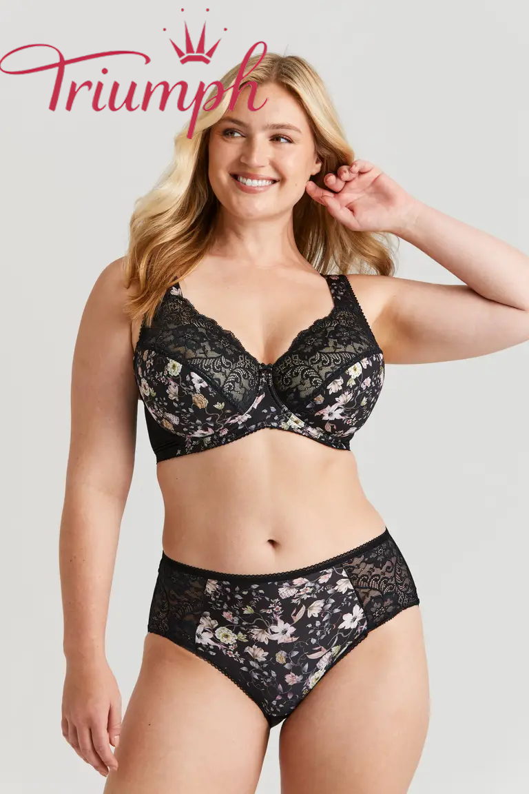 TRIUMPH - 3 piese (75A-110F) 💝Floral cu dantelă Fauna sutien cu sârmă✨