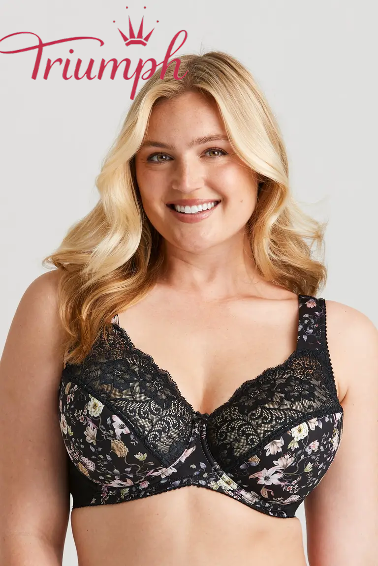 TRIUMPH - 3 piese (75A-110F) 💝Floral cu dantelă Fauna sutien cu sârmă✨