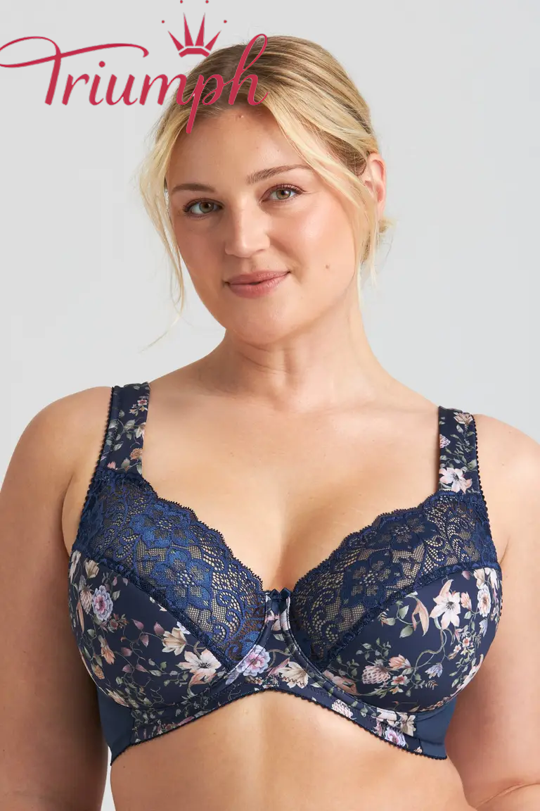 TRIUMPH - 3 piese (75A-110F) 💝Floral cu dantelă Fauna sutien cu sârmă✨