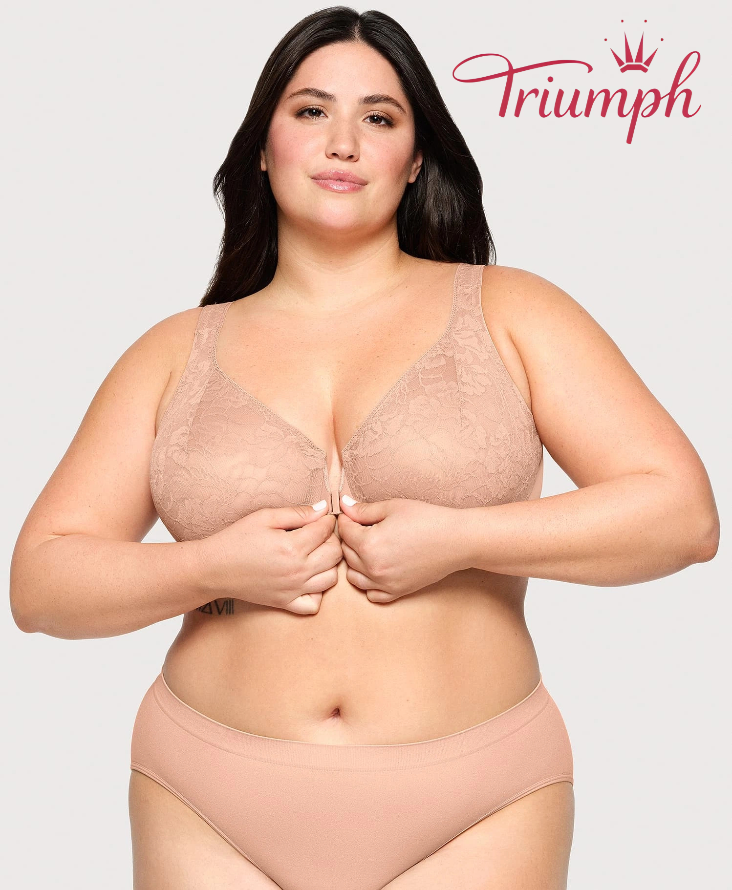 Triumph - (3 sztuki) Biustonosz koronkowy z zapięciem z przodu i z tyłu w kształcie litery T