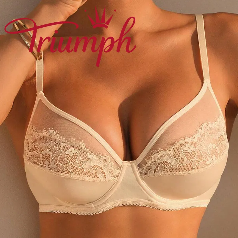 Triumph - (3 ks) Krajková romantická francouzská celopotahová podprsenka