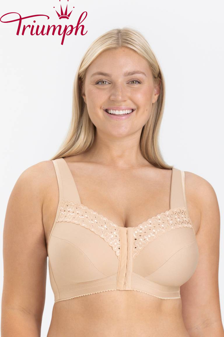   Triumph - 3 dílná sada 🔥 Podprsenka Broderie Anglaise s předním zapínáním