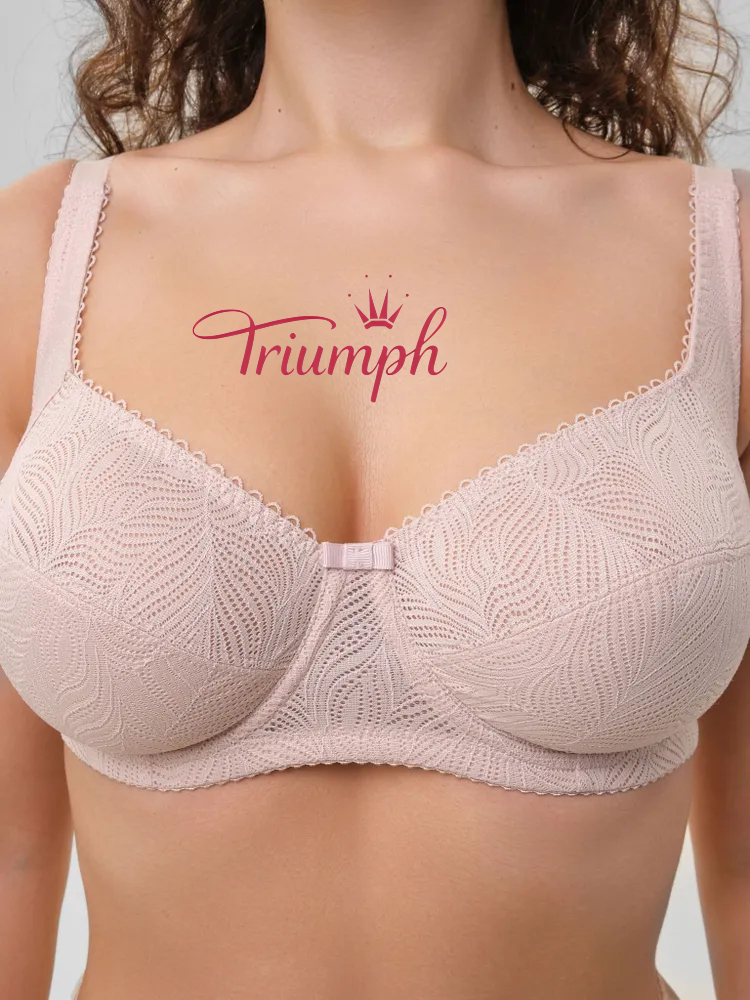 Triumph® 3 ks💖50% sleva✨Podprsenka s potiskem a krajkou bez kostic [65A-120H]