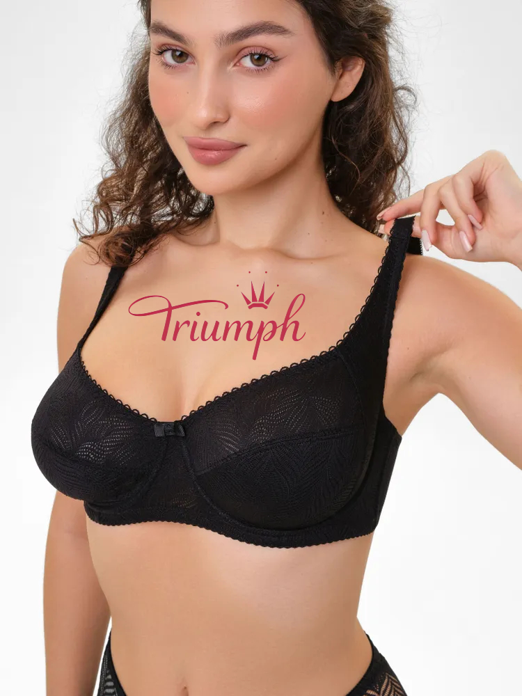 Triumph® 3 ks💖50% sleva✨Podprsenka s potiskem a krajkou bez kostic [65A-120H]