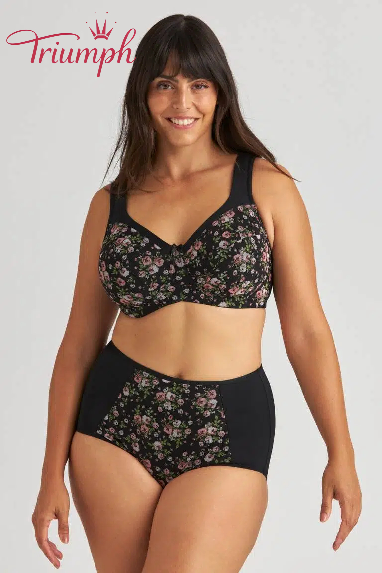 Triumph® 3 ks💖50% sleva✨🔥Bavlněná podprsenka pro větší velikosti s květinovým potiskem [65A-120H]