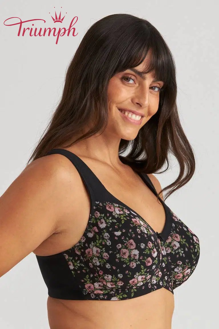 Triumph® 3 ks💖50% sleva✨🔥Bavlněná podprsenka pro větší velikosti s květinovým potiskem [65A-120H]