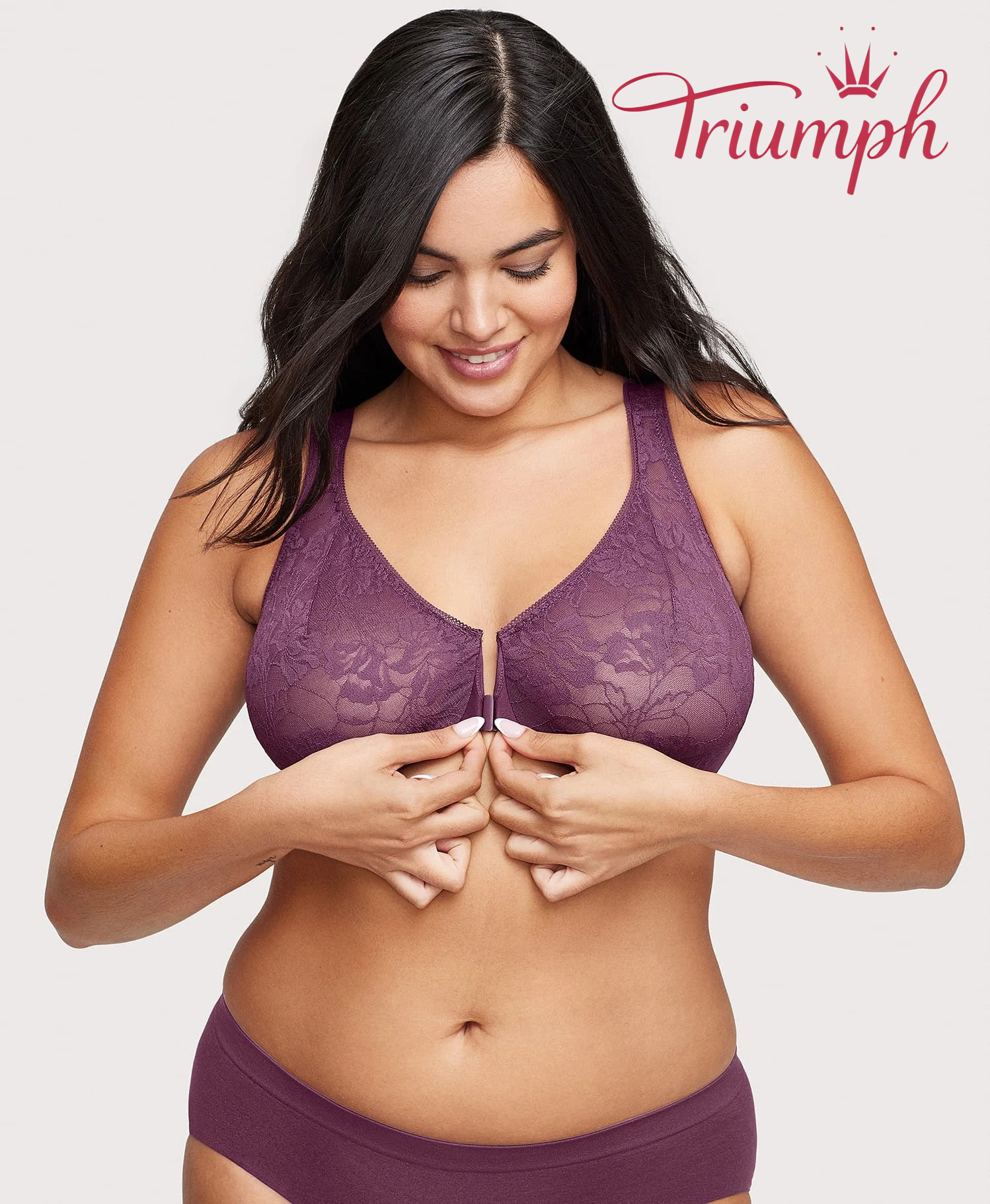 Triumph - (3 sztuki) Biustonosz koronkowy z zapięciem z przodu i z tyłu w kształcie litery T