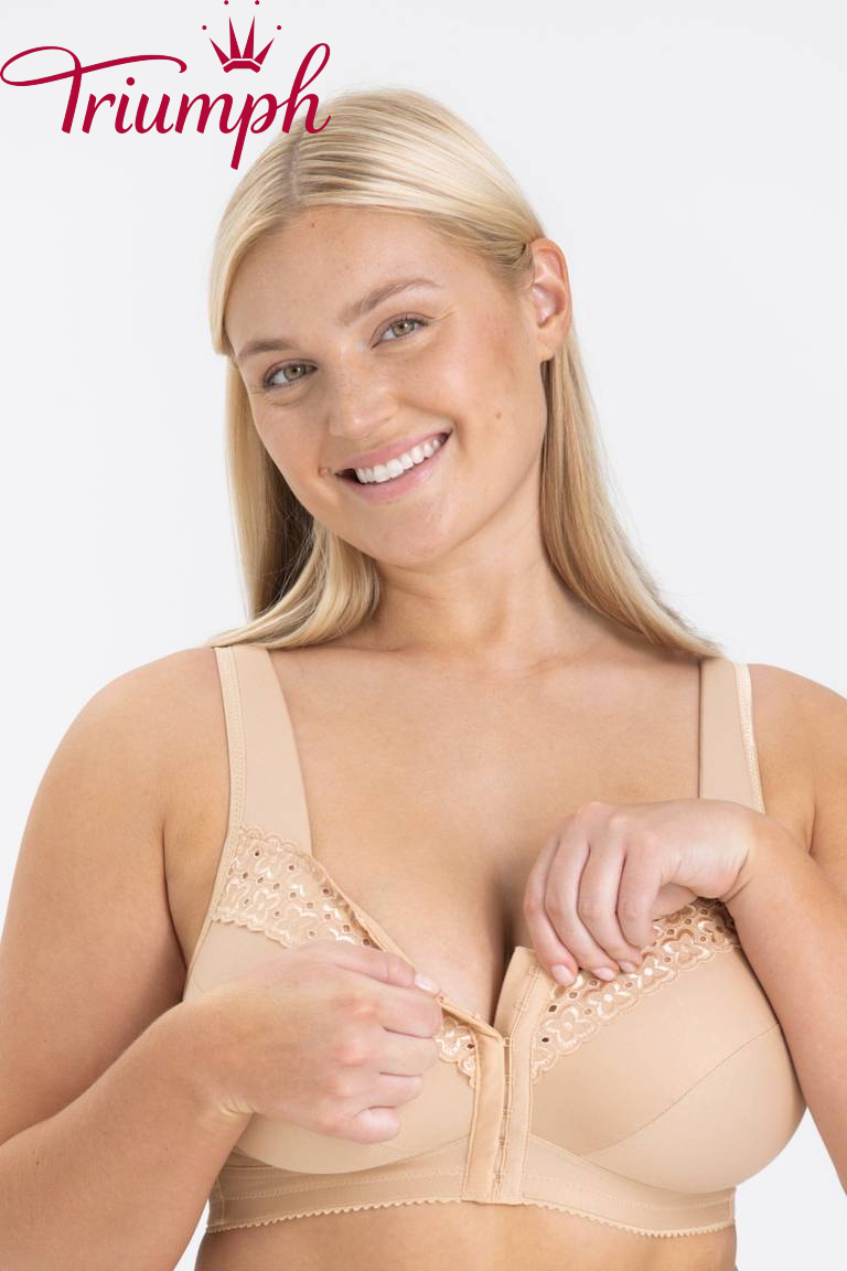   Triumph - 3 dílná sada 🔥 Podprsenka Broderie Anglaise s předním zapínáním