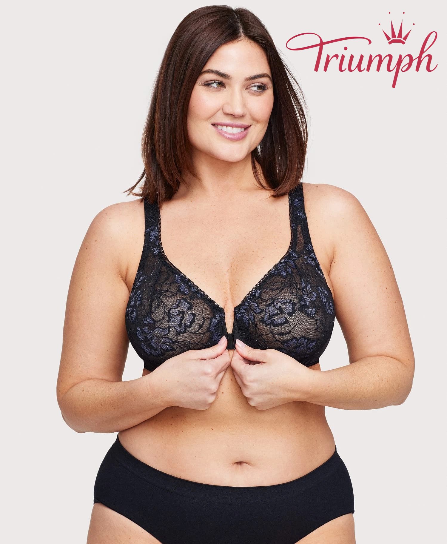 Triumph - (3 sztuki) Biustonosz koronkowy z zapięciem z przodu i z tyłu w kształcie litery T