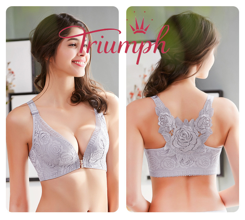 Triumph - 3 kusy🎀 PODPRSENKA S VÝŠIVKOU RŮŽE