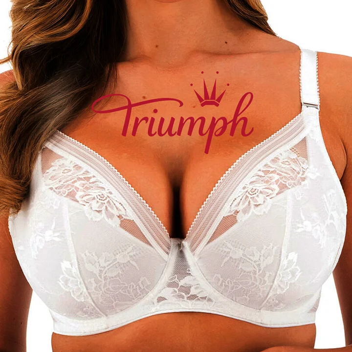 Triumph® 4 sztuki💖50% zniżki✨Ręcznie haftowany koronkowy biustonosz Plus Size Głęboki V[65A-120H]