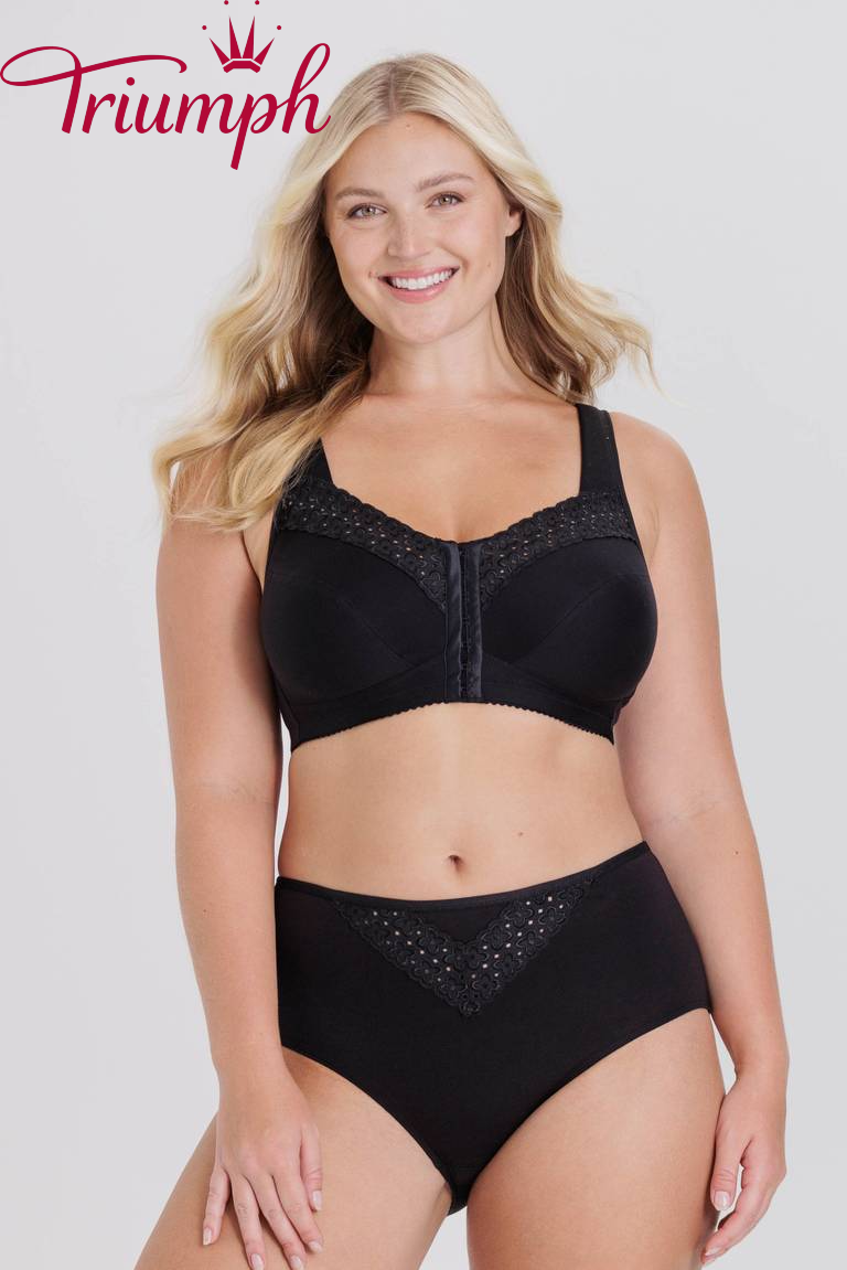   Triumph - 3 dílná sada 🔥 Podprsenka Broderie Anglaise s předním zapínáním