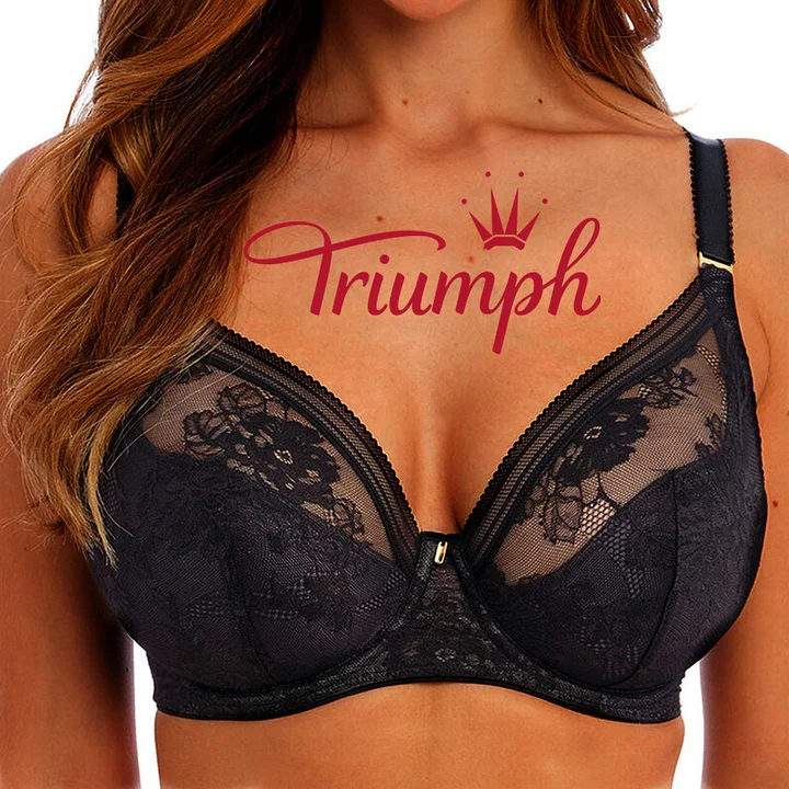 Triumph® 4 sztuki💖50% zniżki✨Ręcznie haftowany koronkowy biustonosz Plus Size Głęboki V[65A-120H]