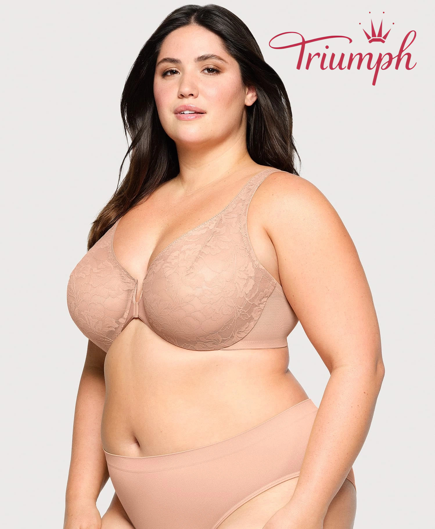 Triumph - (3 sztuki) Biustonosz koronkowy z zapięciem z przodu i z tyłu w kształcie litery T