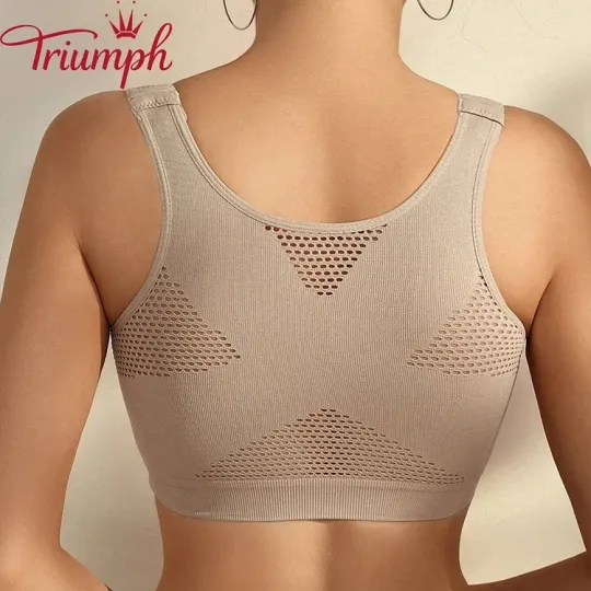 Triumph - 3 ks 💝Podprsenka se šněrováním vpředu, kulatý výstřih, jednobarevná 【75A-110E】