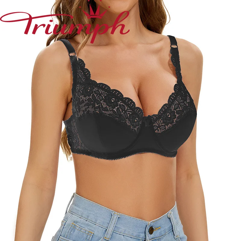 Triumph® 4 szt. 💖50% zniżki✨Seksowny biustonosz z haftowaną koronką w dużym rozmiarze, regulowany, na fiszbinach [65A-120H]