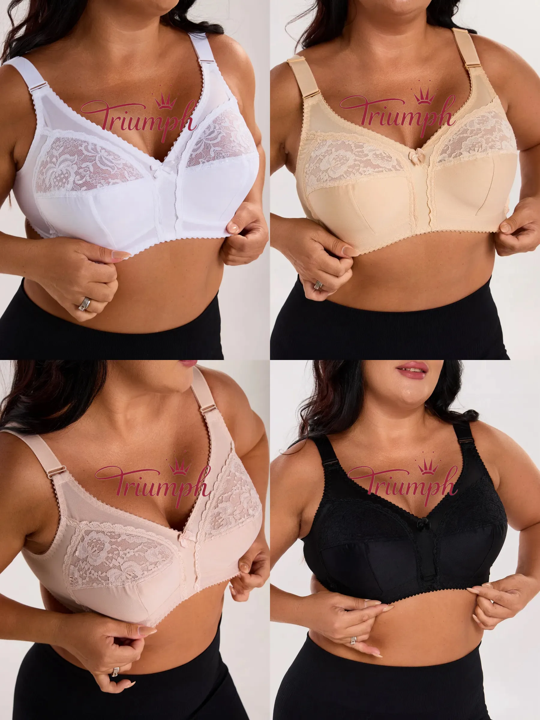 Triumph-(3 kusy)🥇Velká velikost podprsenky bez kostic