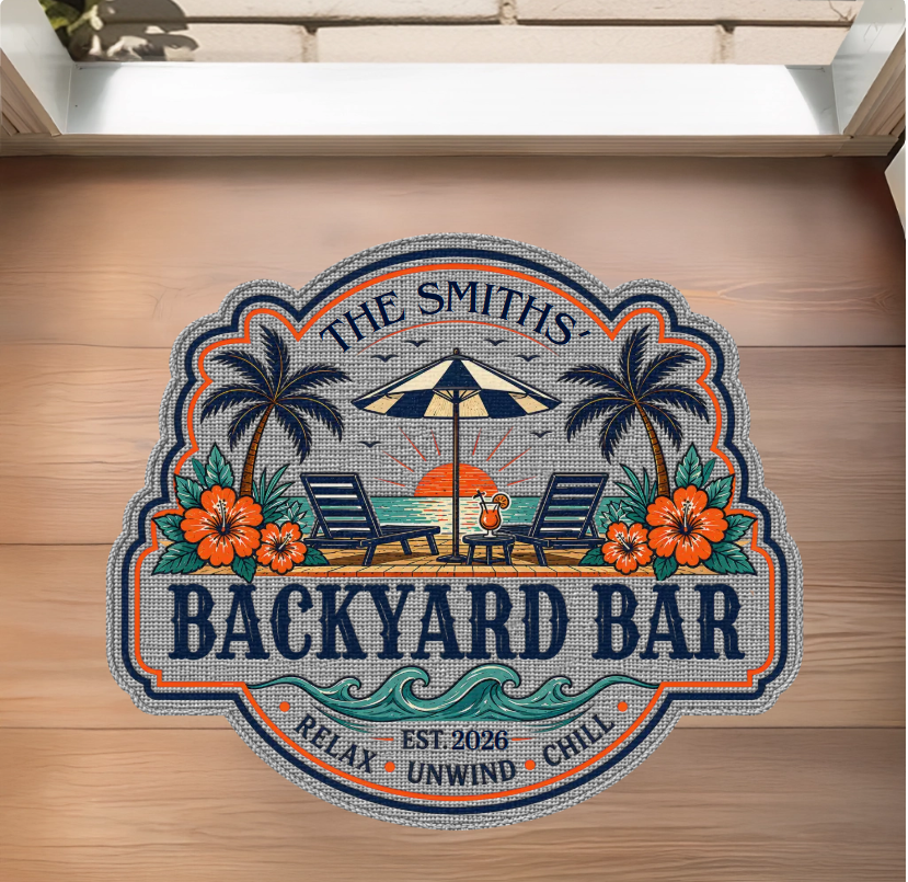 Custom Poolside Shaped Doormat ,Personalized Summer Vacation And Travel Gifts ,Making Summer Memories