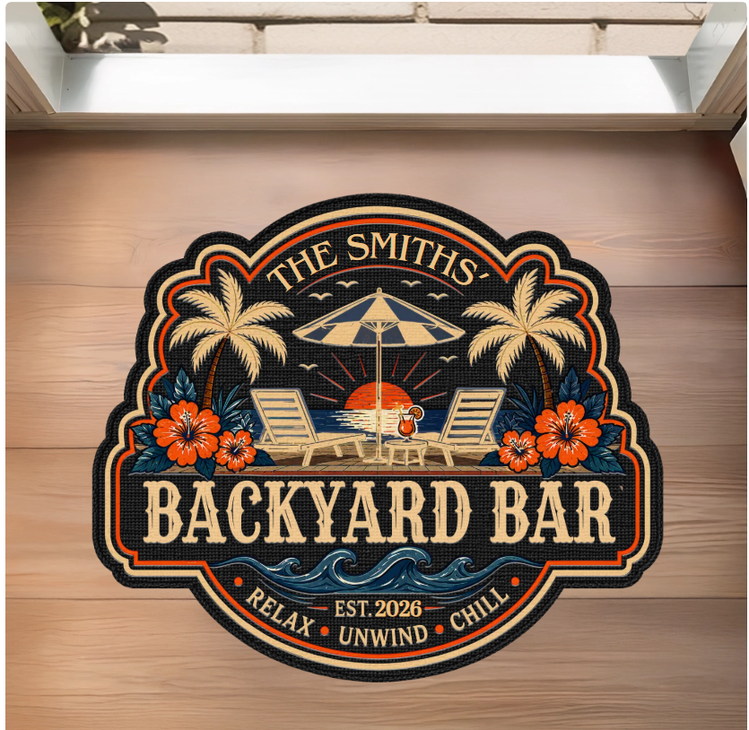 Custom Poolside Shaped Doormat ,Personalized Summer Vacation And Travel Gifts ,Making Summer Memories