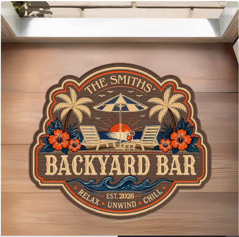 Custom Poolside Shaped Doormat ,Personalized Summer Vacation And Travel Gifts ,Making Summer Memories