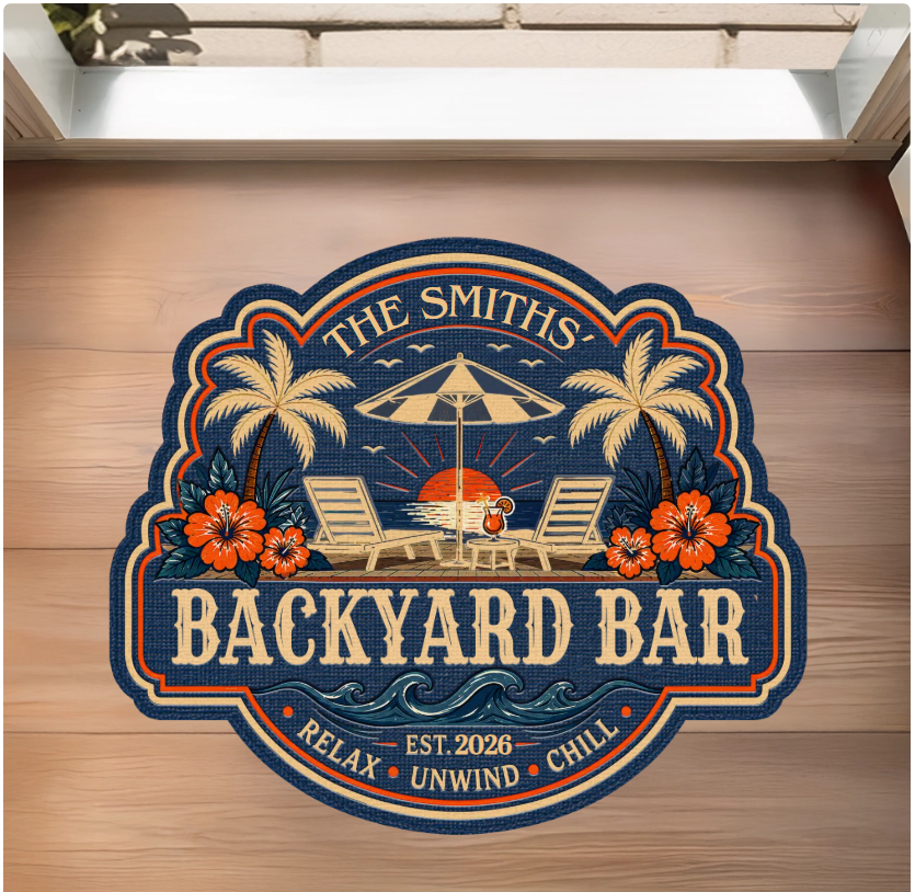 Custom Poolside Shaped Doormat ,Personalized Summer Vacation And Travel Gifts ,Making Summer Memories