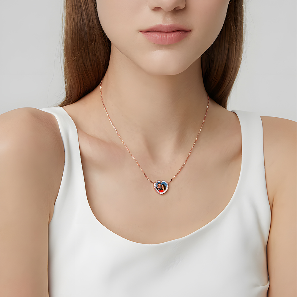Custom Photo Necklace NFC Heart Necklace Creative Gift for Lover