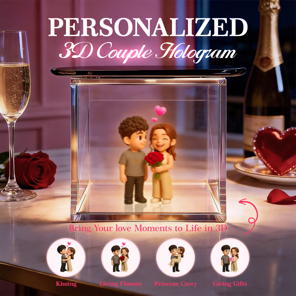 3D Cartoon Couple Lumina Boxes Hologram Video | High-Transmittance Hologram Material Image Valentine's Day Gift - CustWit